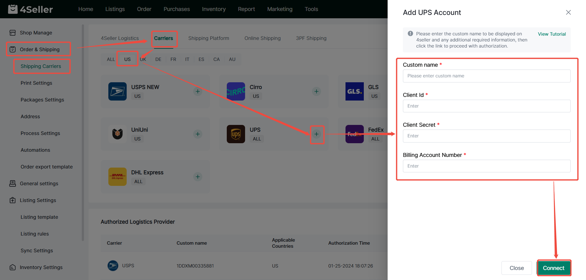 UPS United States Integration for Temu Fulfillment | Automate Shipping with 4Seller ERP